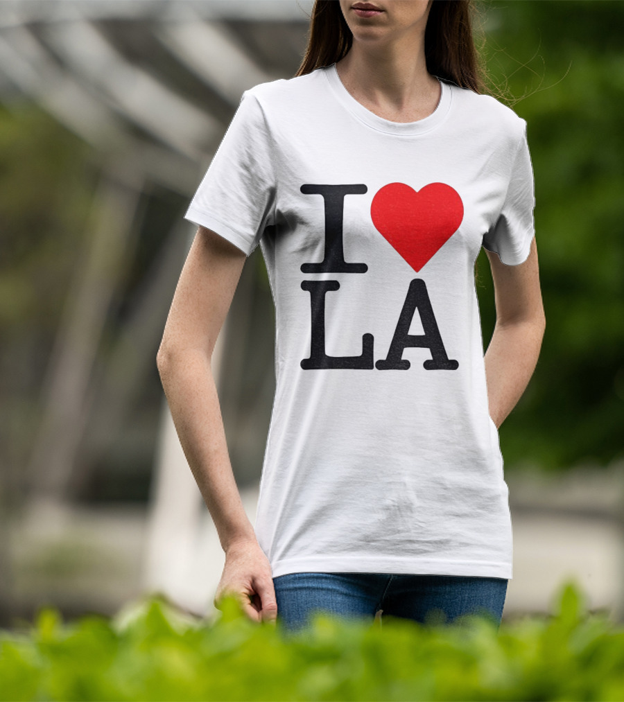 Los Angeles Dodgers Fan I Love LA Heart Classic Iconic Text T-Shirt