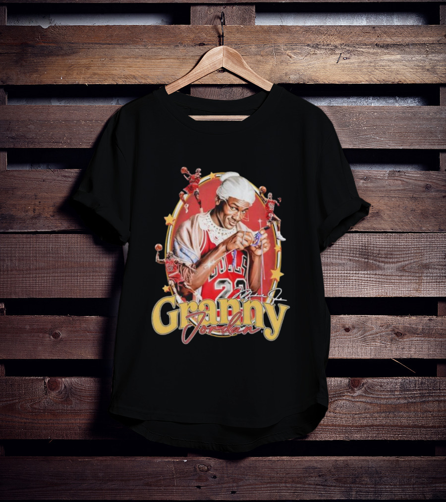 Granny Jordan Bulls 23 Basketball Stars Signature T-Shirt