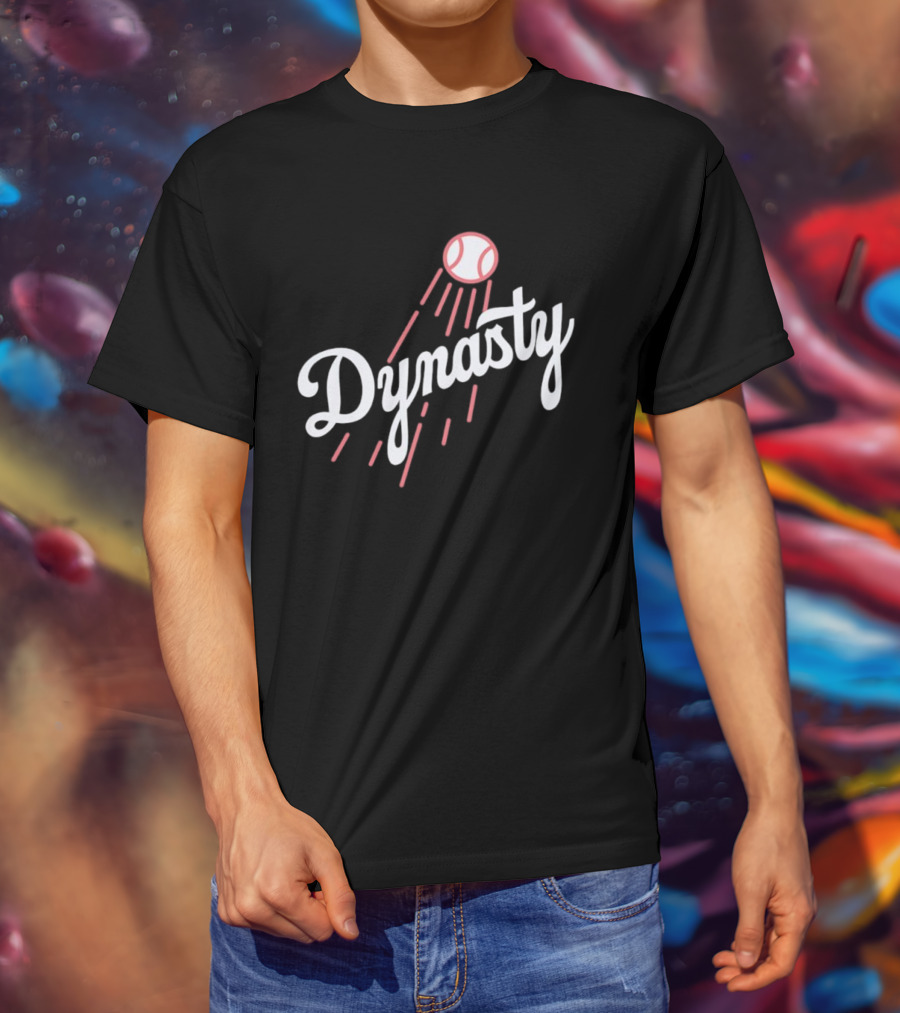 Dynasty Baseball Script With Red Streaked Ball T-Shirt