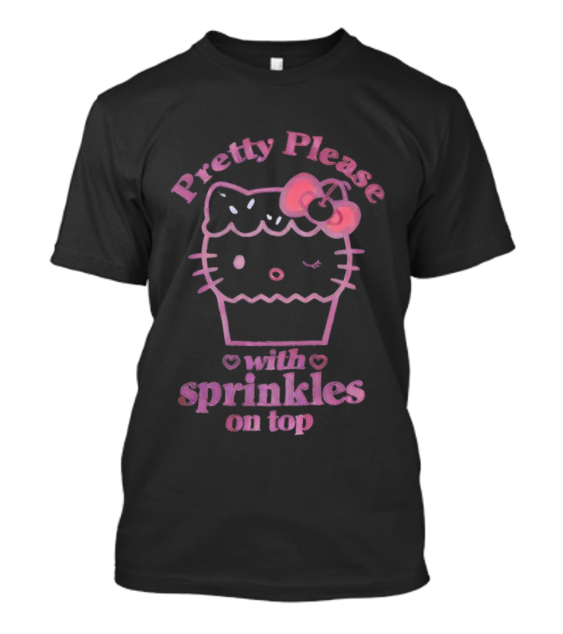 Hello Kitty Pretty Please With Sprinkles On Top Cupcake Bow T-Shirt