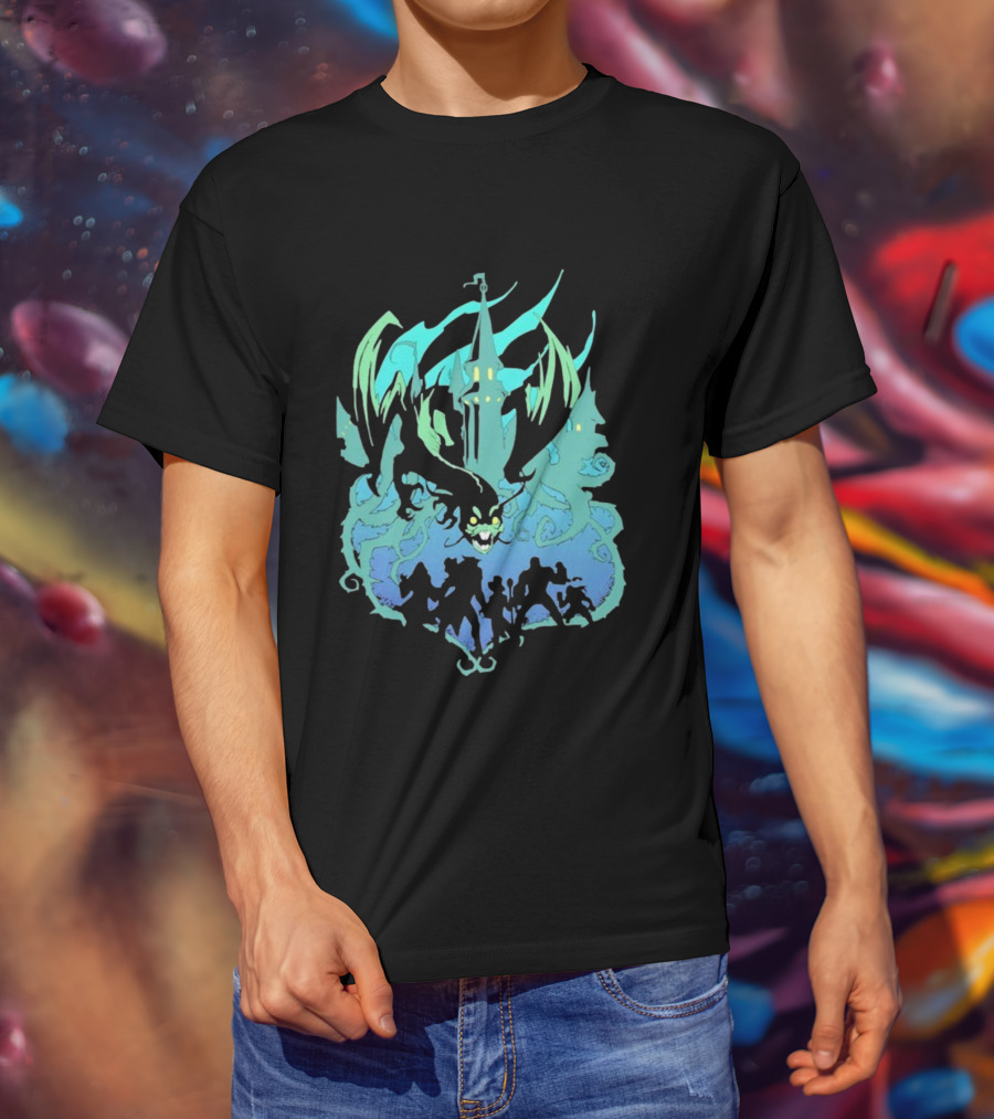 Legends Of Avantris Witchlight Jabberwock Fantasy Tower And Dragon Scene T-Shirt