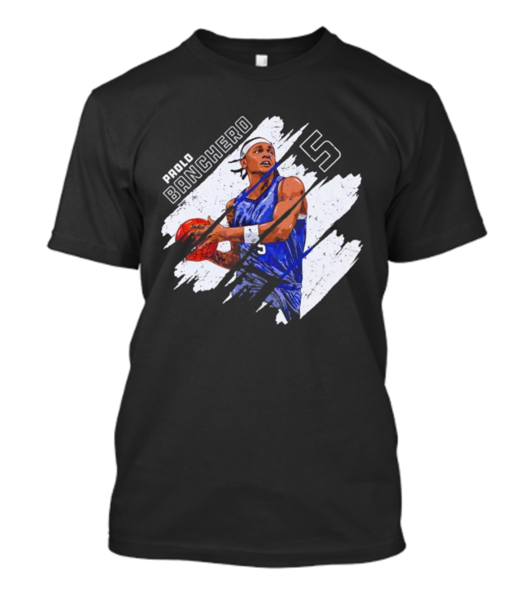 Orlando Magic Paolo Banchero Number 5 Signature Basketball Player Image T-Shirt