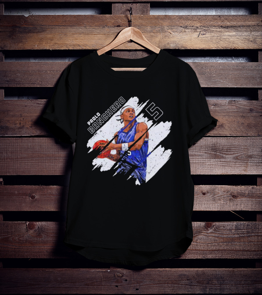 Orlando Magic Paolo Banchero Number 5 Signature Basketball Player Image T-Shirt