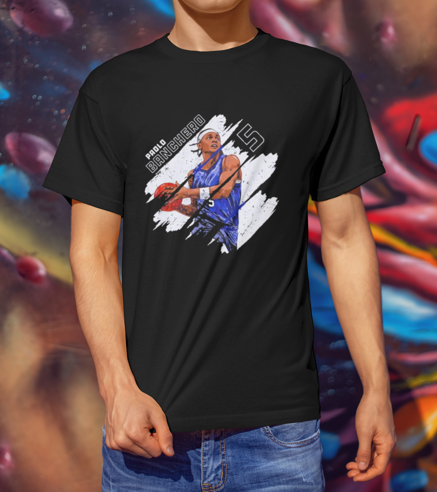 Orlando Magic Paolo Banchero Number 5 Signature Basketball Player Image T-Shirt