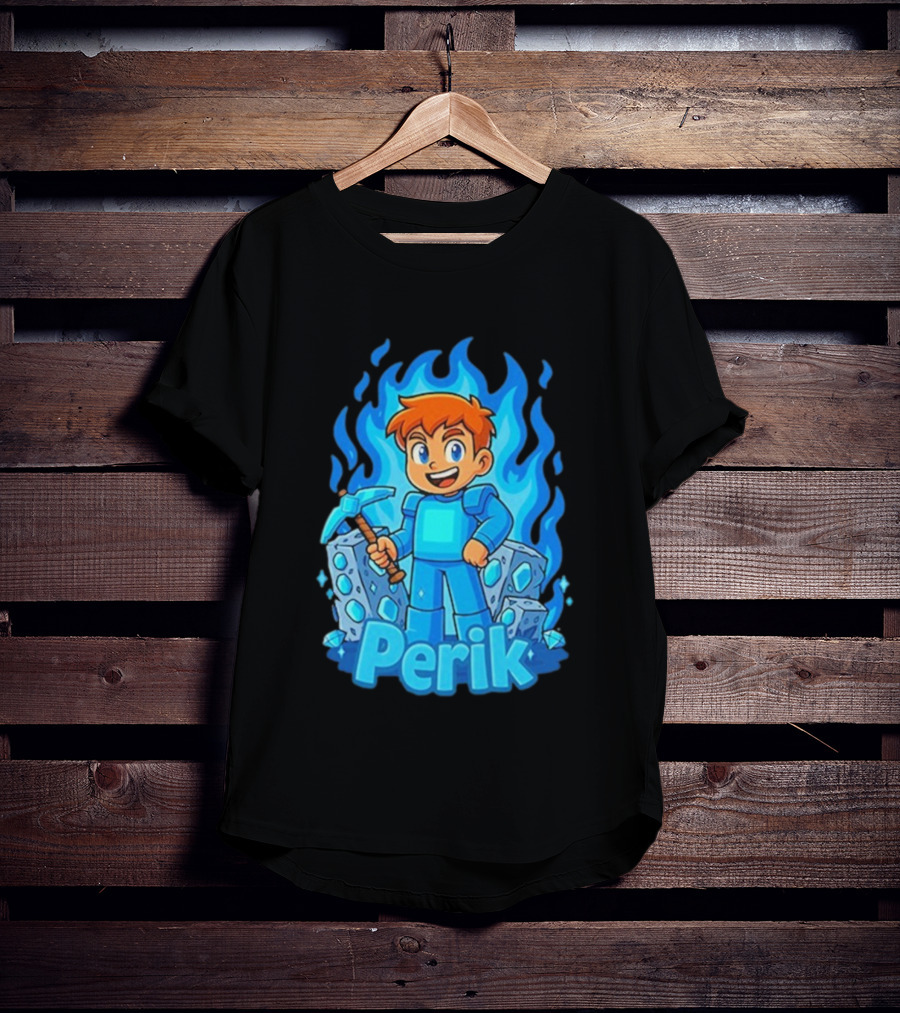 Perik Diamant Blue Flame Miner Character T-Shirt