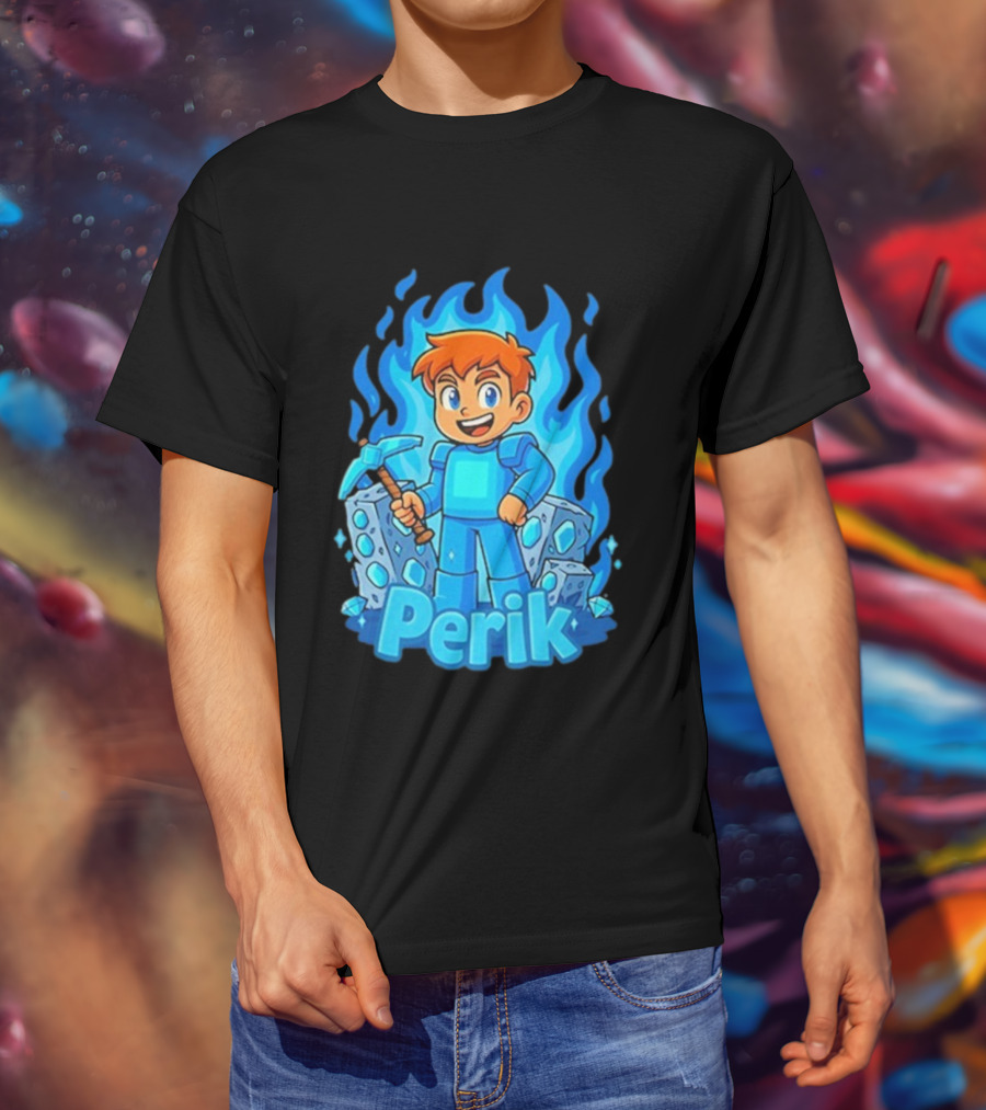 Perik Diamant Blue Flame Miner Character T-Shirt