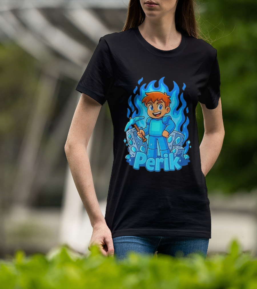 Perik Diamant Blue Flame Miner Character T-Shirt