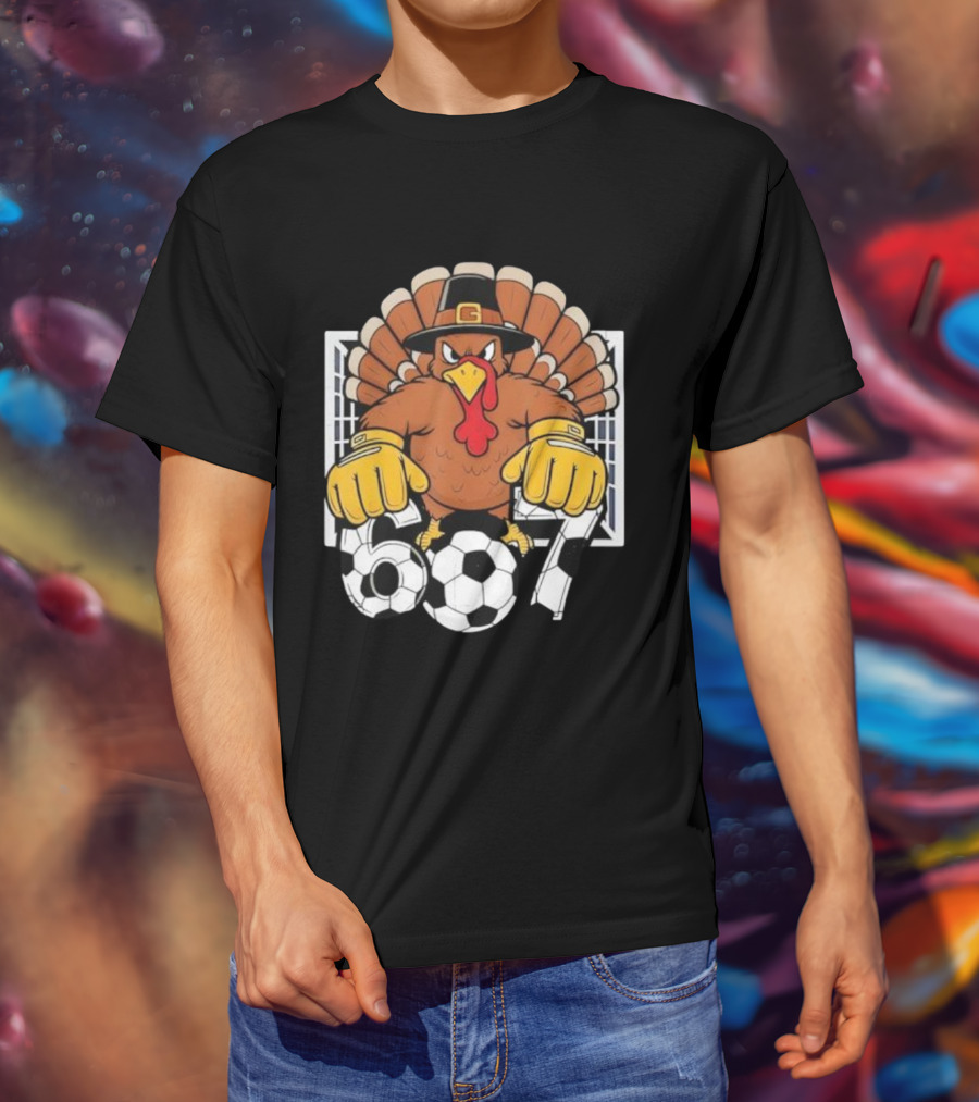 Turkey Soccer Goalie 67 Six Seven Boys Thanksgiving T-Shirt
