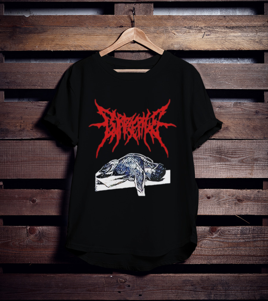 Corpse Pile Horror Extreme Metal Distressed Text Graphic T-Shirt