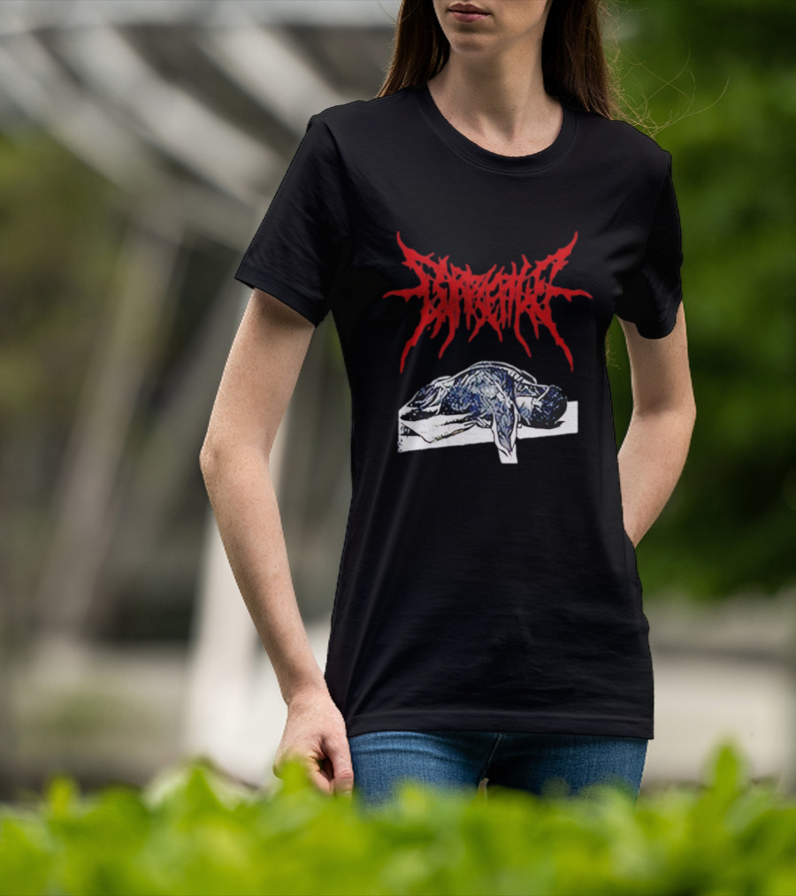 Corpse Pile Horror Extreme Metal Distressed Text Graphic T-Shirt