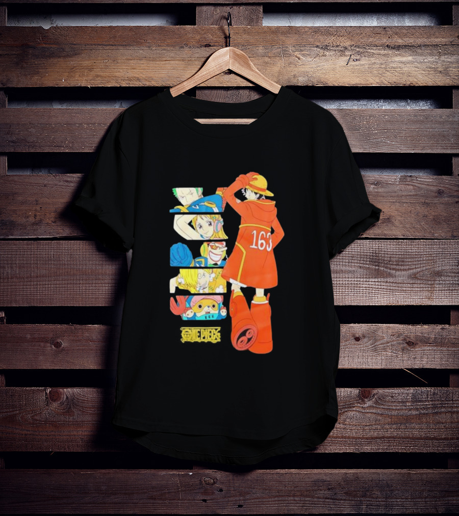 Monkey D. Luffy Firefighter Outfit With One Piece Crew Characters 163 T-Shirt
