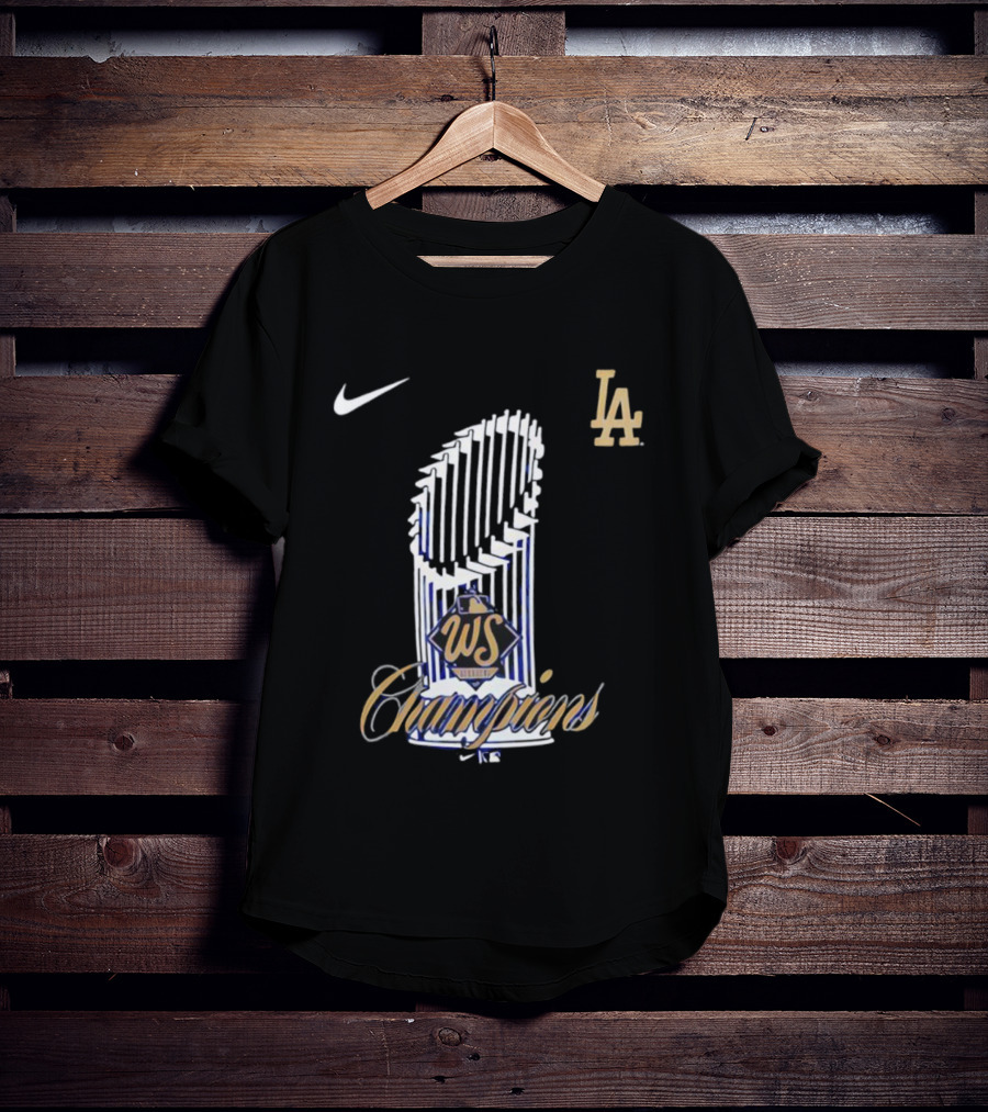 Los Angeles Dodgers 2025 WS Champions Trophy Nike LA T-Shirt