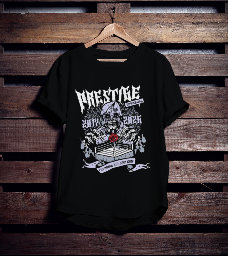 Prestige Wrestling The End Is Near Roseland XIII Skeletal Figure Wrestling Ring Event T-Shirt