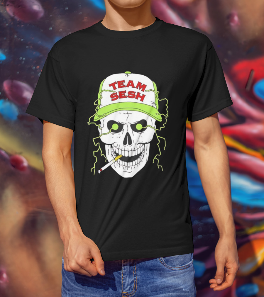 Team Sesh Skull Smoking Bone Tour North America 2025 T-Shirt