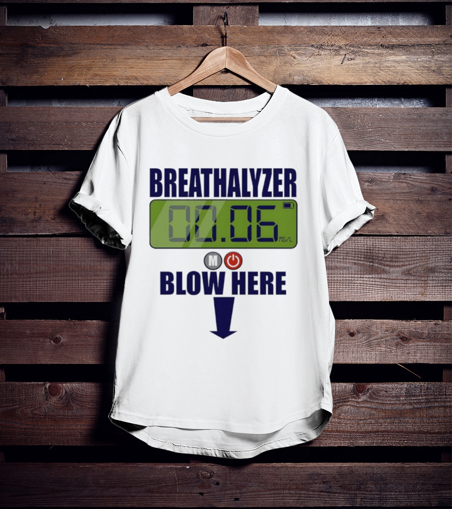 Breathalyzer 00.06 Mg/L Blow Here Power Button Graphic T-Shirt