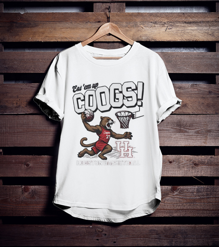 Eat 'Em Up Coogs Slam Dunk Houston Cougars Basketball Mascot T-Shirt