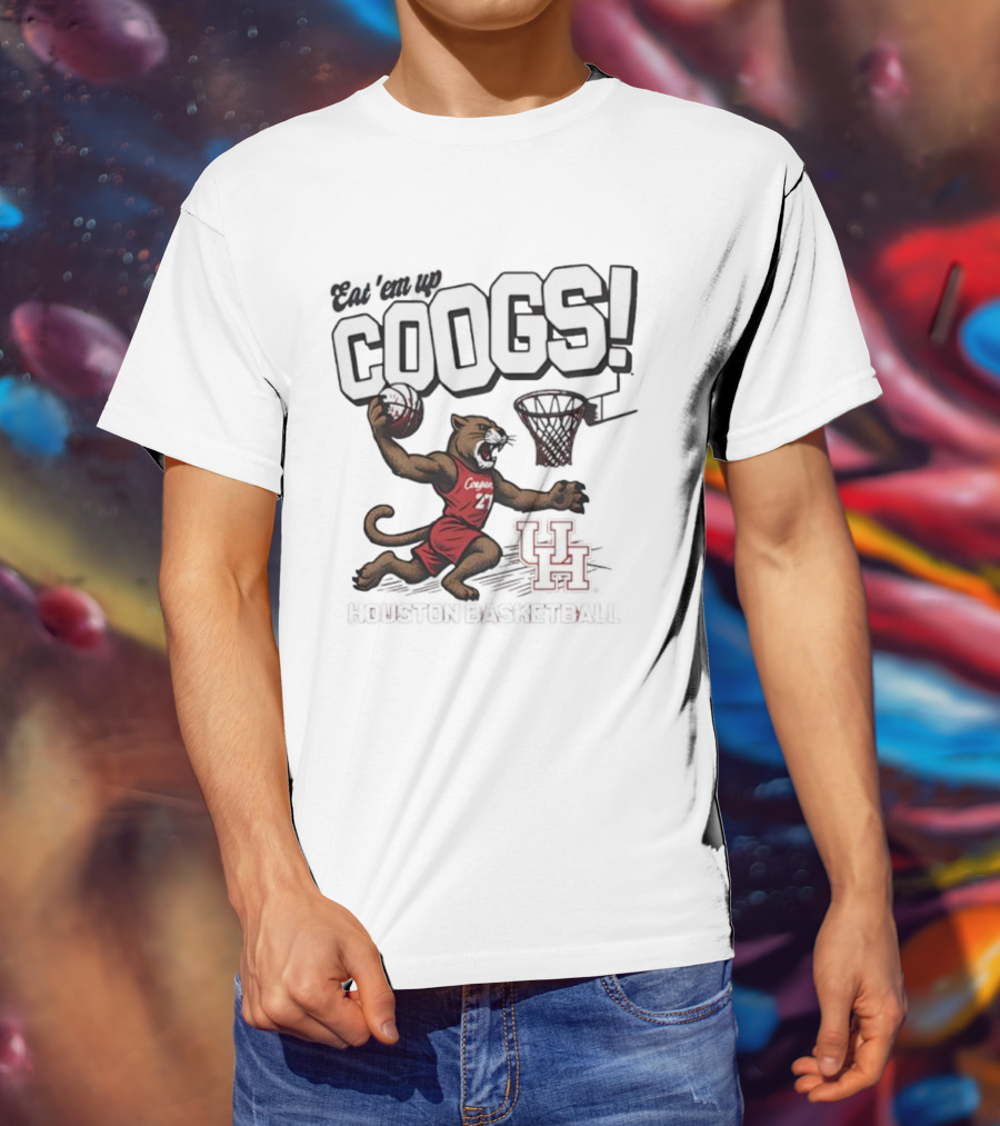 Eat 'Em Up Coogs Slam Dunk Houston Cougars Basketball Mascot T-Shirt