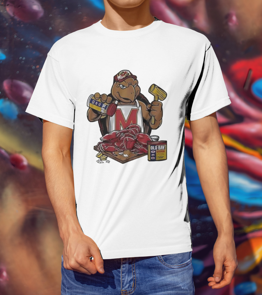 Maryland Terrapins Testudo Old Bay Crab Picking Maryland Pride T-Shirt