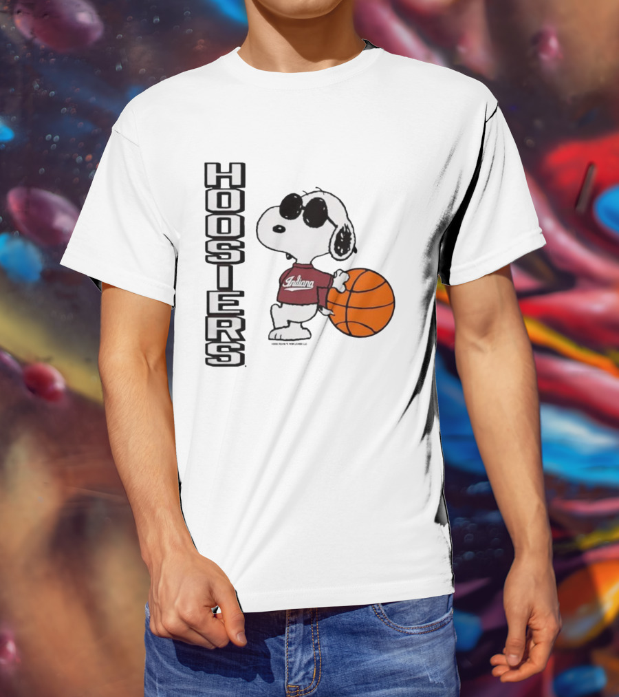Indiana Hoosiers Peanuts Joe Cool Snoopy Basketball Fan Apparel T-Shirt