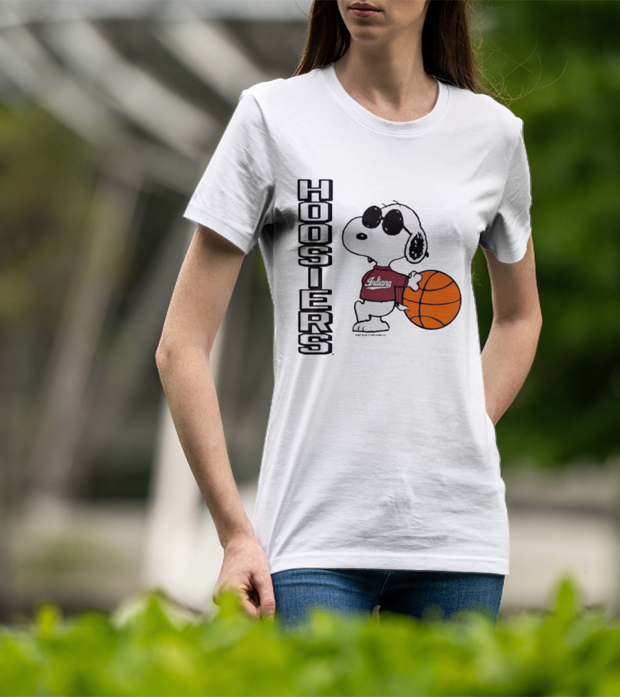 Indiana Hoosiers Peanuts Joe Cool Snoopy Basketball Fan Apparel T-Shirt