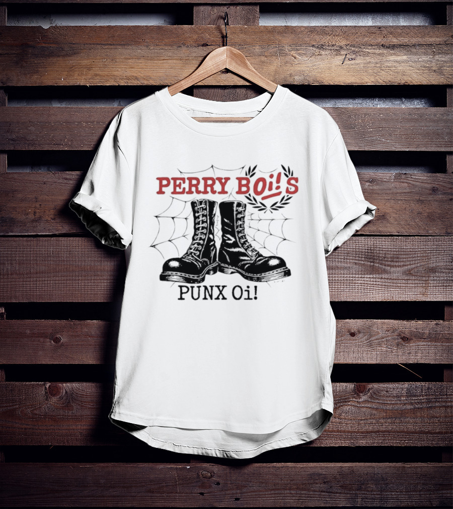 Perrybois Combat Boots Spiderweb Oi Band Graphic T-Shirt