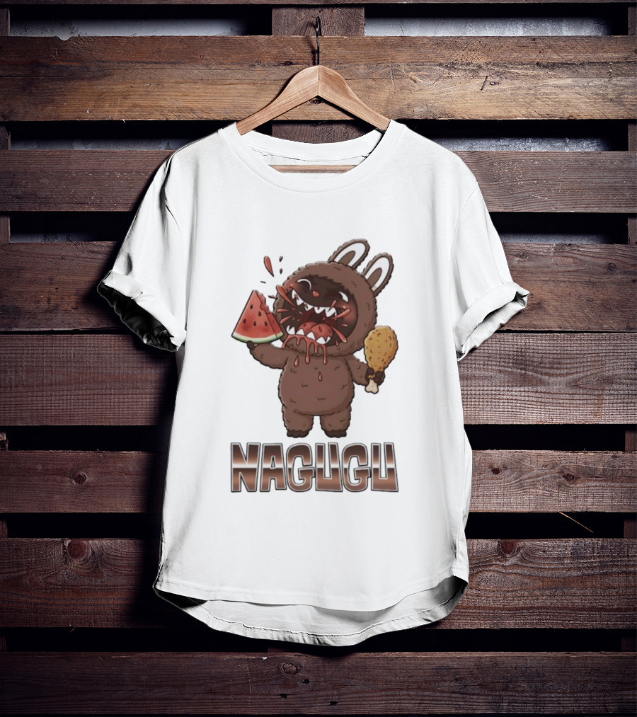 Monsters Nagugu Eating Watermelon And Fried Chicken Labubu T-Shirt
