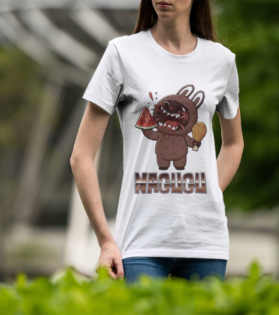Monsters Nagugu Eating Watermelon And Fried Chicken Labubu T-Shirt