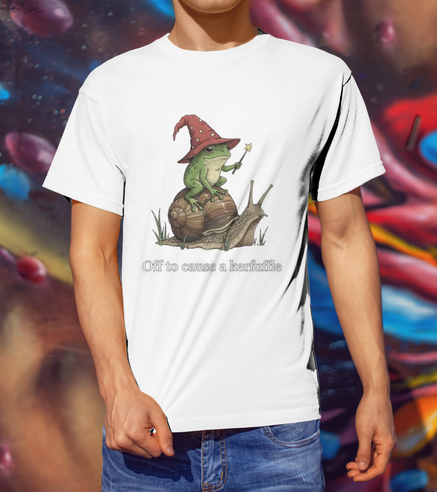 Whimsical Wizard Frog Snail Adventure Off To Cause A Kerfuffle T-Shirt