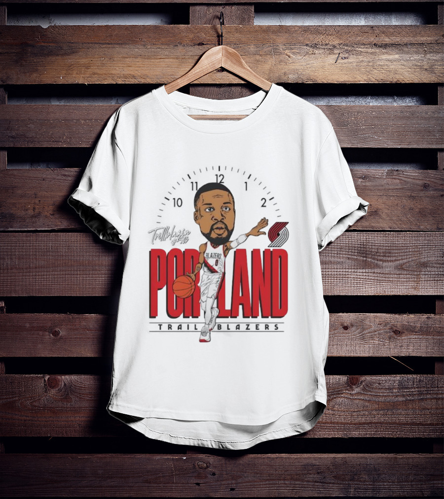 Portland Trail Blazers Cartoon Basketball Player Logo T-Shirt