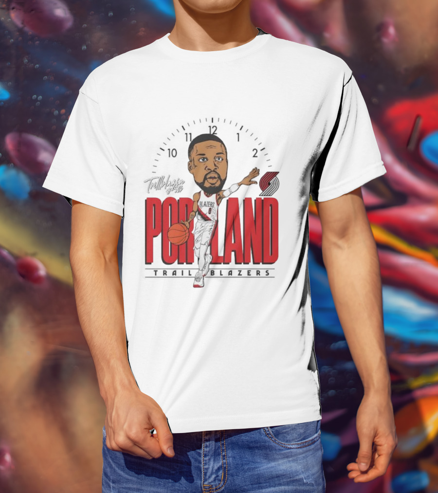 Portland Trail Blazers Cartoon Basketball Player Logo T-Shirt