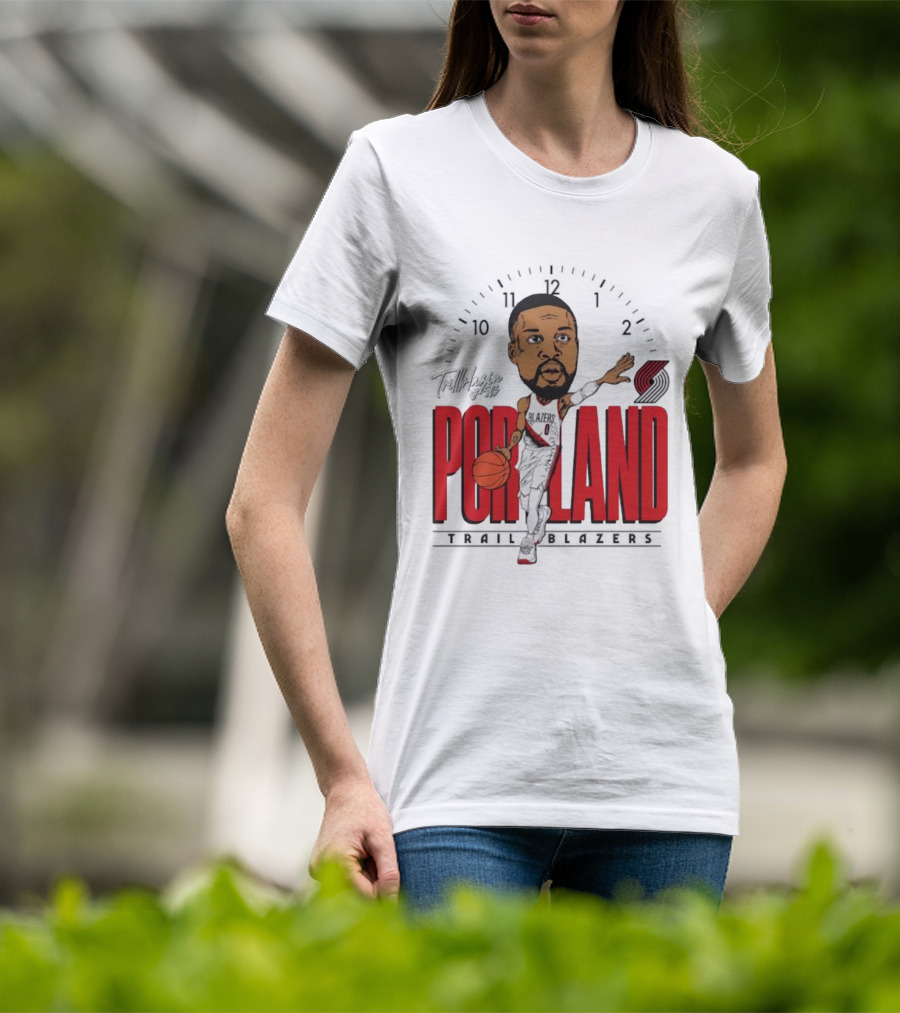 Portland Trail Blazers Cartoon Basketball Player Logo T-Shirt