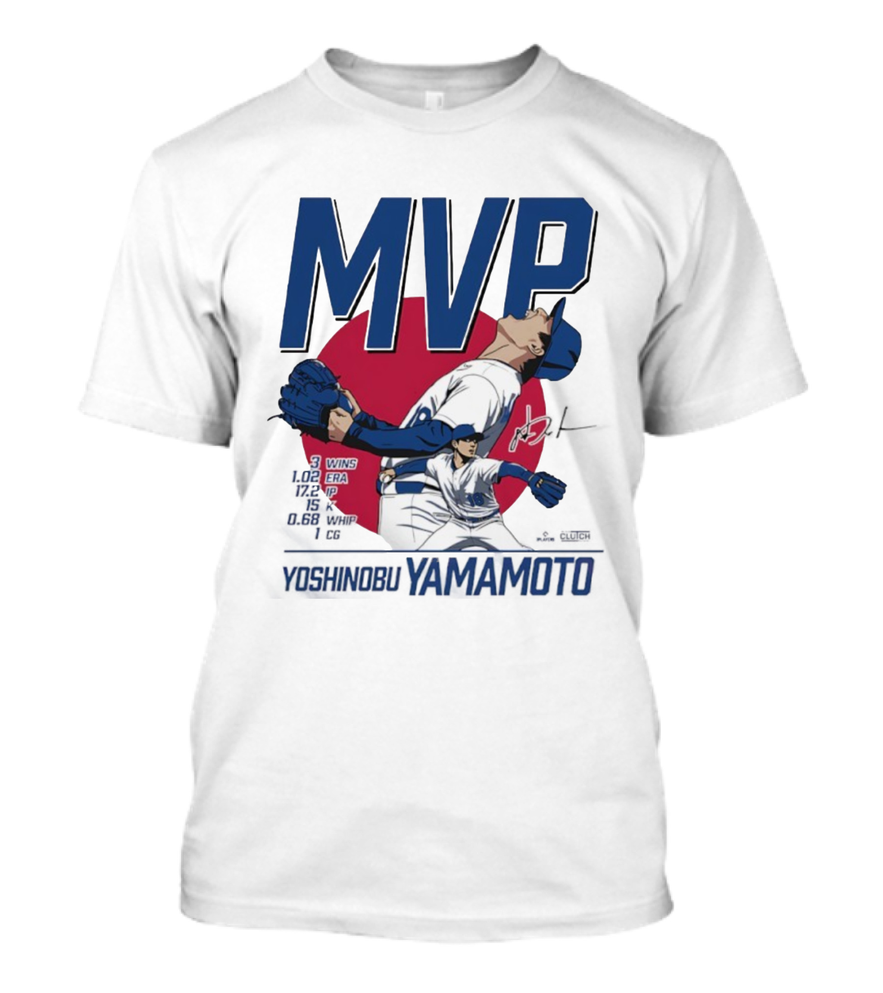 MVP Yoshinobu Yamamoto Three Wins Pitcher ERA Los Angeles Dodgers T-Shirt