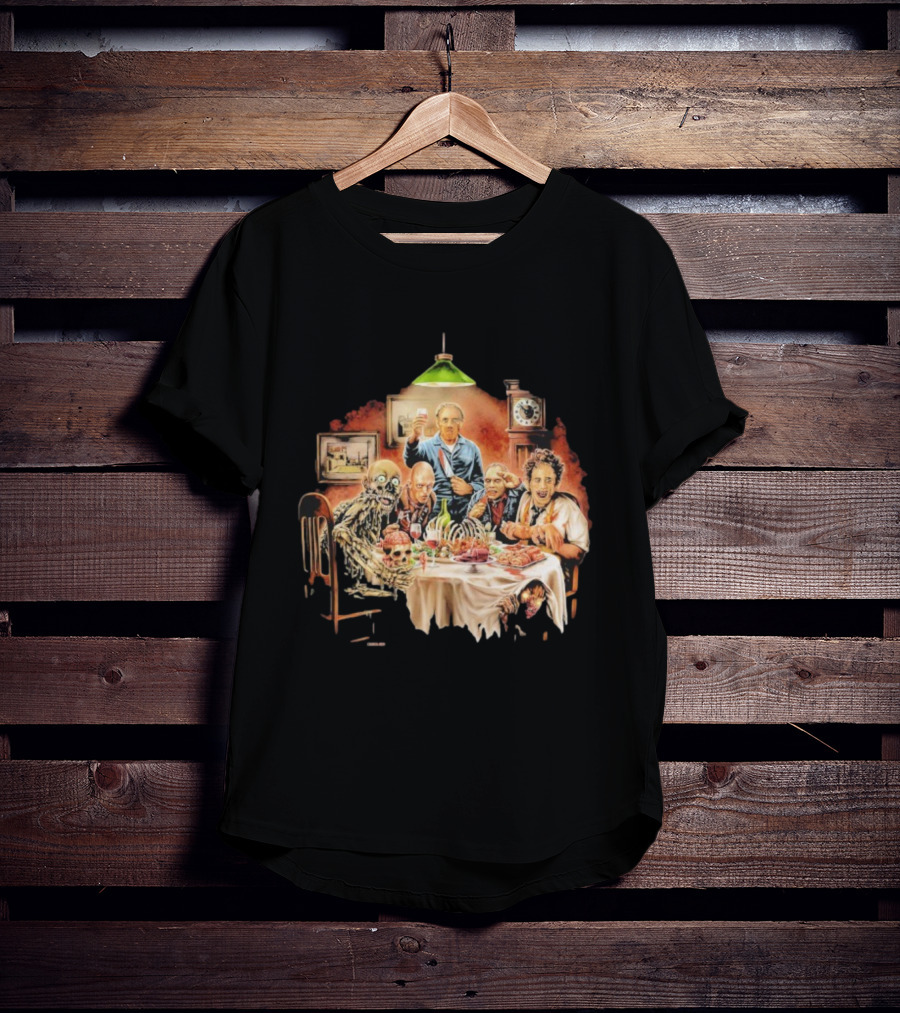 Cannibal Thanksgiving Horror Dinner With Skeletons And Monsters T-Shirt