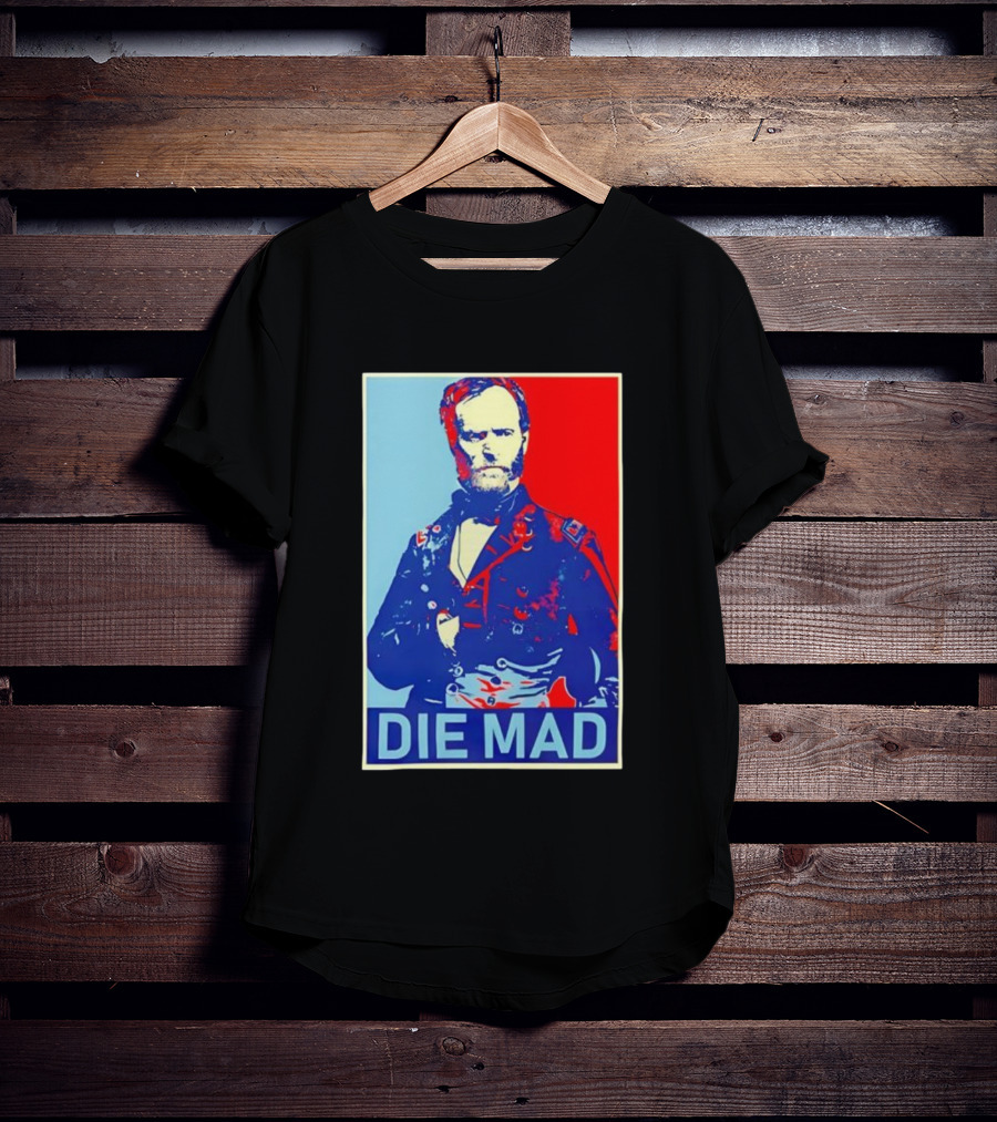 Die Mad Sherman Essential Bold Political Art Red Blue Portrait T-Shirt