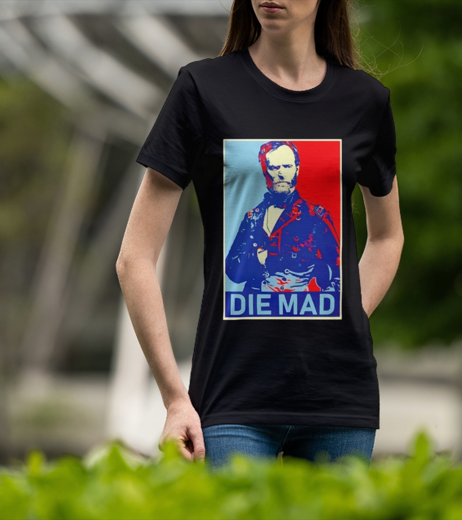 Die Mad Sherman Essential Bold Political Art Red Blue Portrait T-Shirt