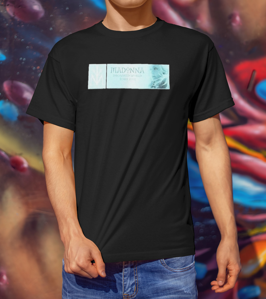 Madonna Drowned World Tour 2001 Blue Aesthetic Album Art T-Shirt