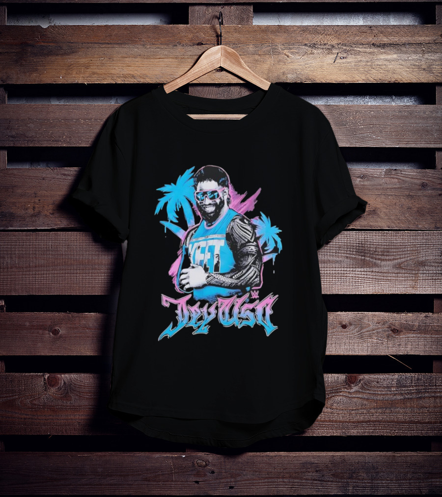 WWE Jay Uso Palm Trees Yeet Neon Tattoo Design T-Shirt