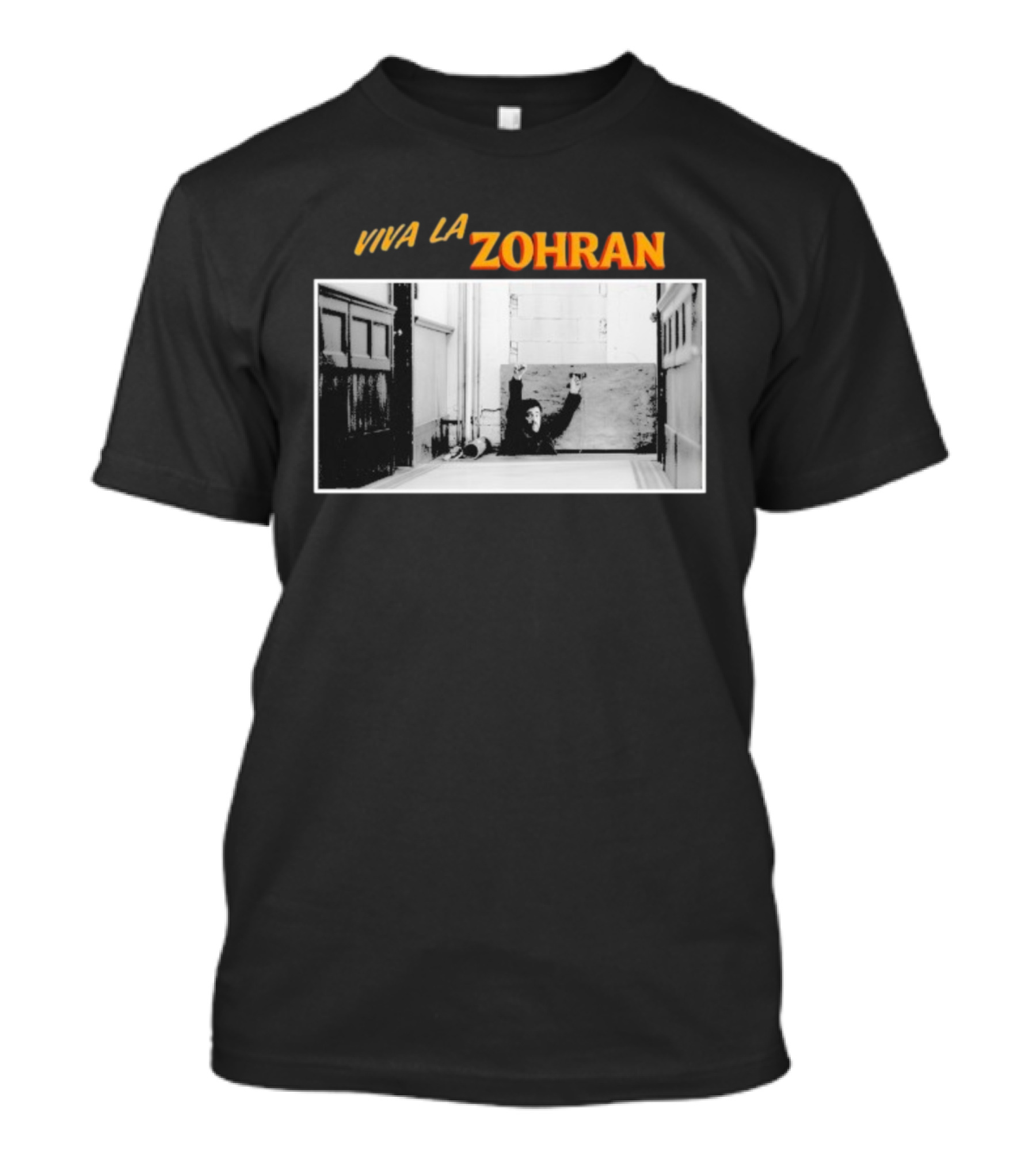 Viva La Zohran Zohran Mamdani Black And White Hallway Enthusiastic Expression T-Shirt
