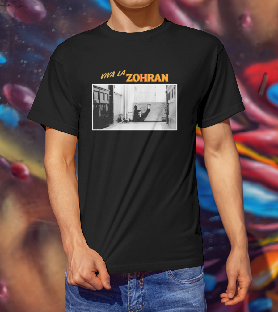 Viva La Zohran Zohran Mamdani Black And White Hallway Enthusiastic Expression T-Shirt