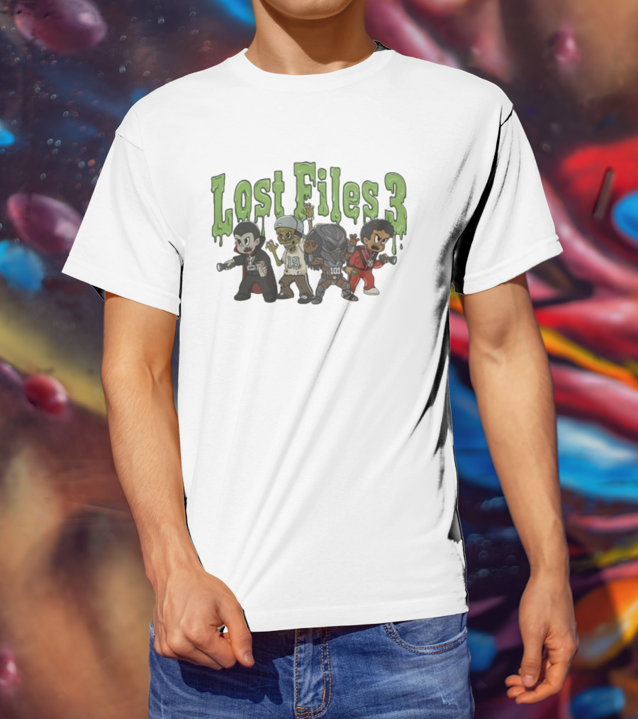 Lost Files 3 Characters With Vampire Zombie Alien Costumes T-Shirt