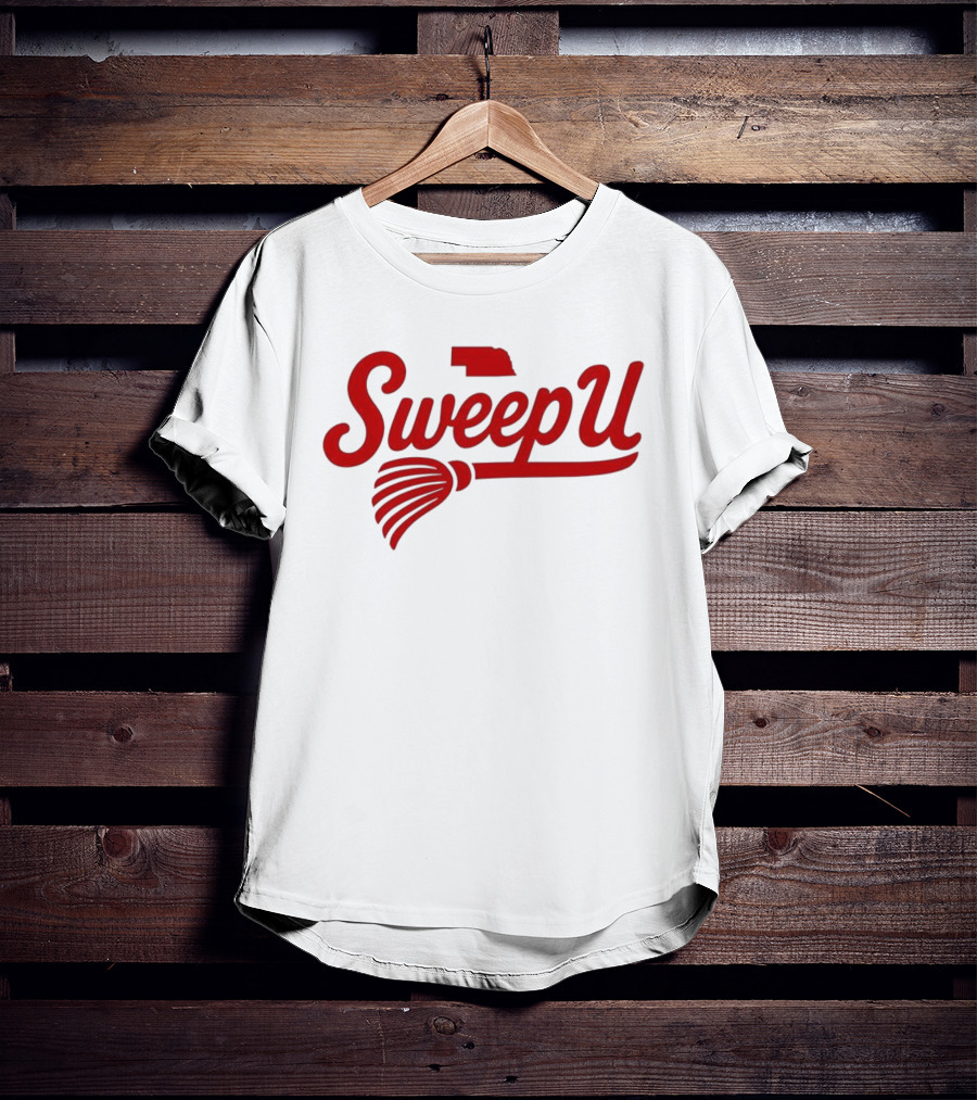 Sweep U Nebraska Cornhuskers Volleyball Broom Logo T-Shirt