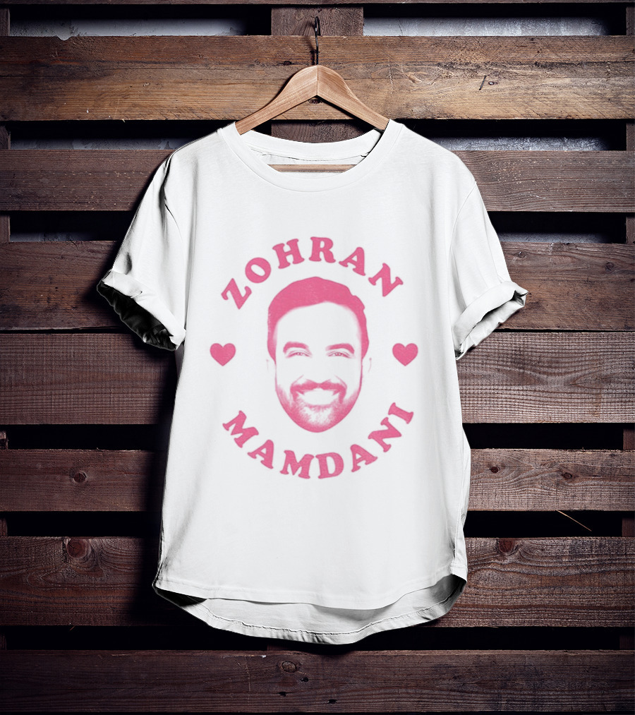 Zohran Mamdani Pink Heart NYC Mayor 2025 Political Campaign T-Shirt