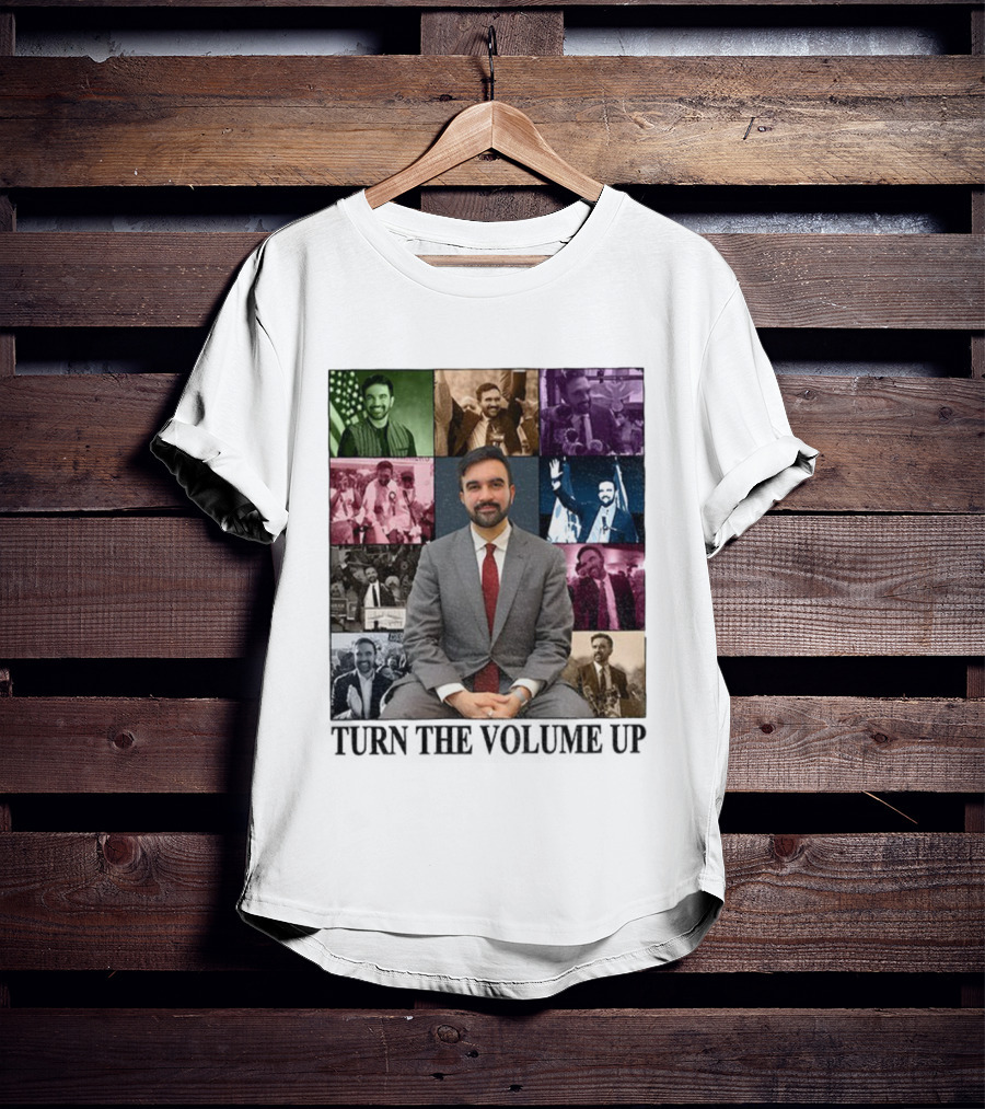 Zohran Mamdani Turn The Volume Up NYC 2026 The Eras Tour Vintage Portrait Collection T-Shirt