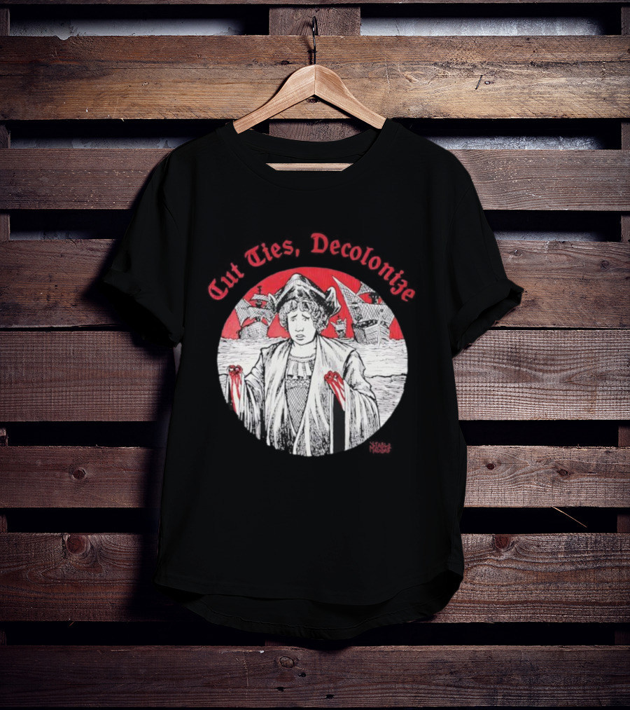 Cut Ties Decolonize Bloody Red Hands Historical Illustration T-Shirt