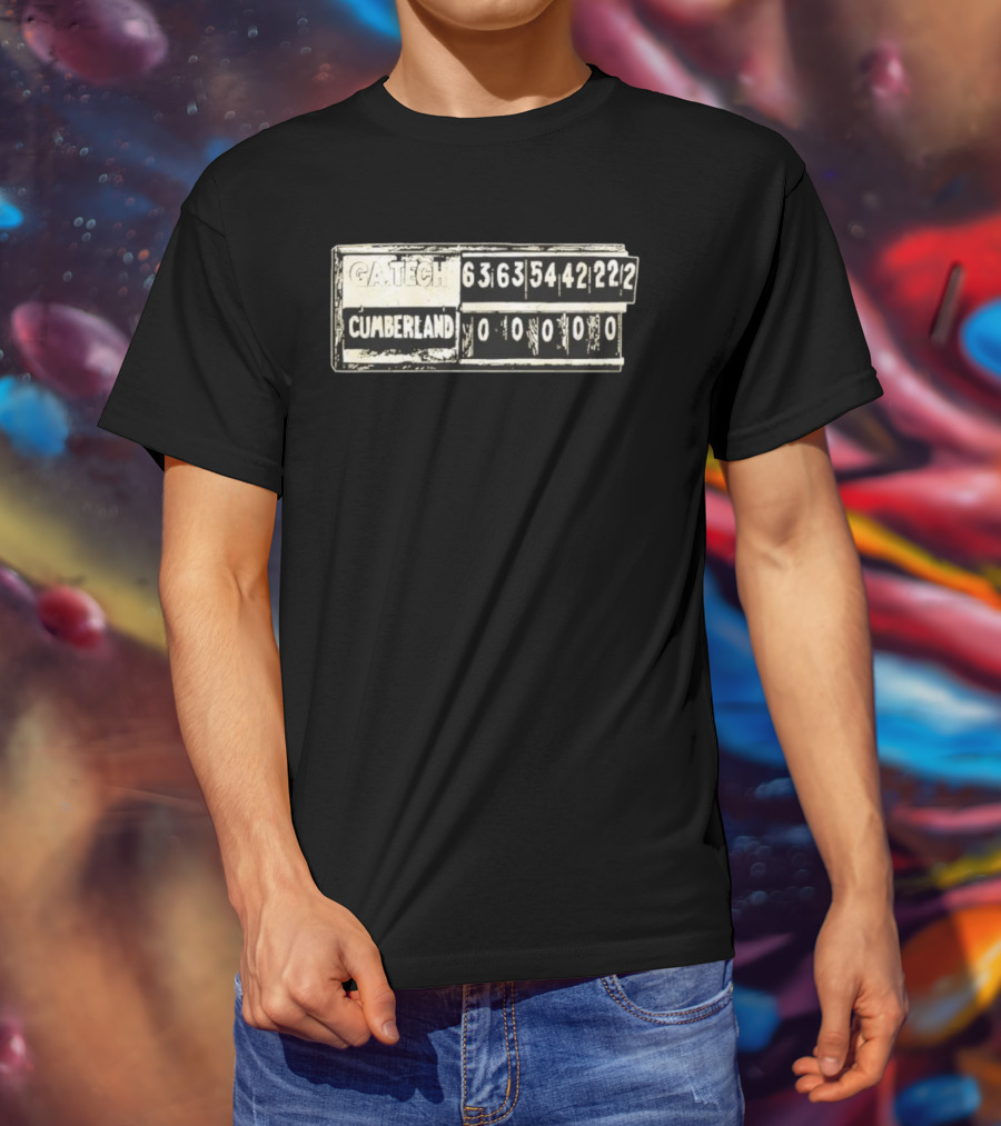 GA Tech 222 Cumberland 0 Historic Football Scoreboard T-Shirt