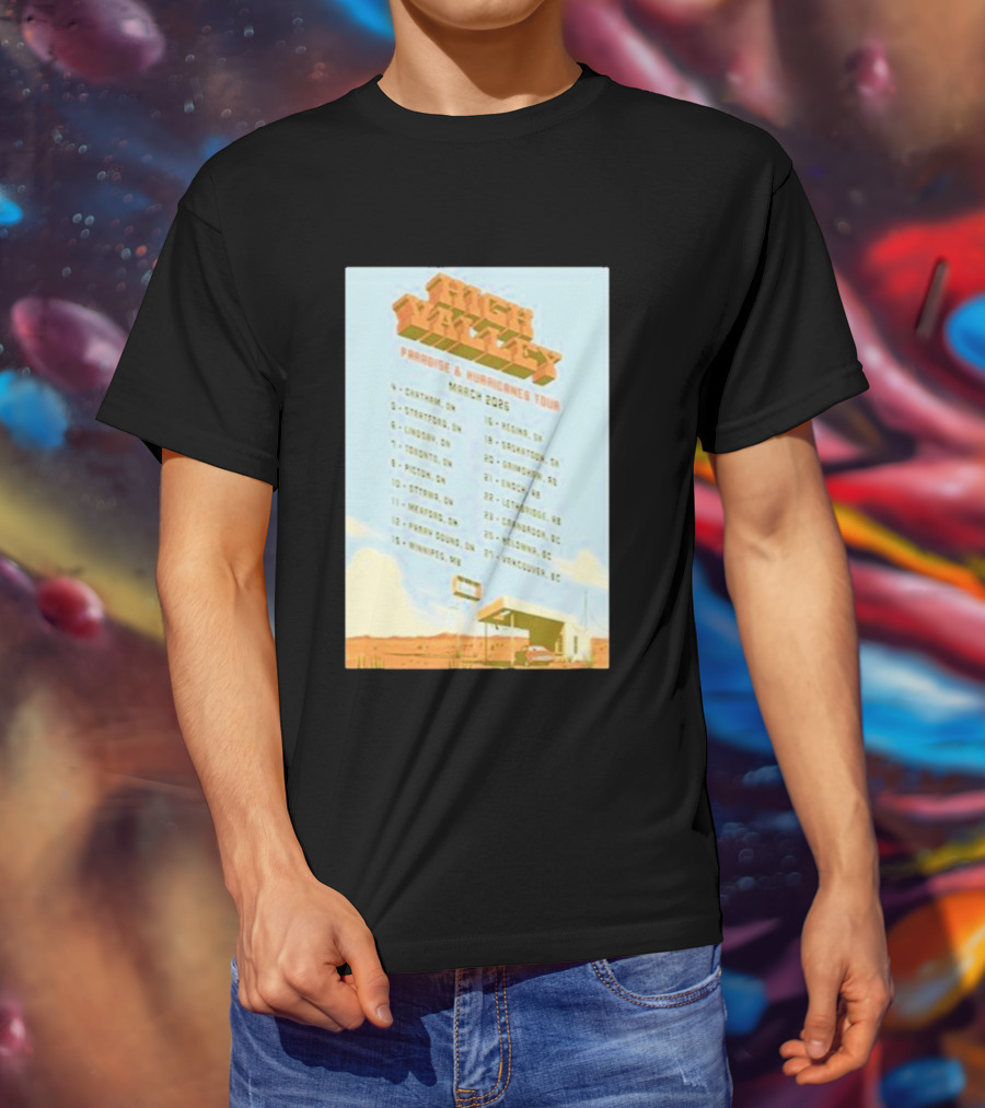 High Valley Paradise Hurricanes Tour 2026 March Dates Canada USA Locations T-Shirt