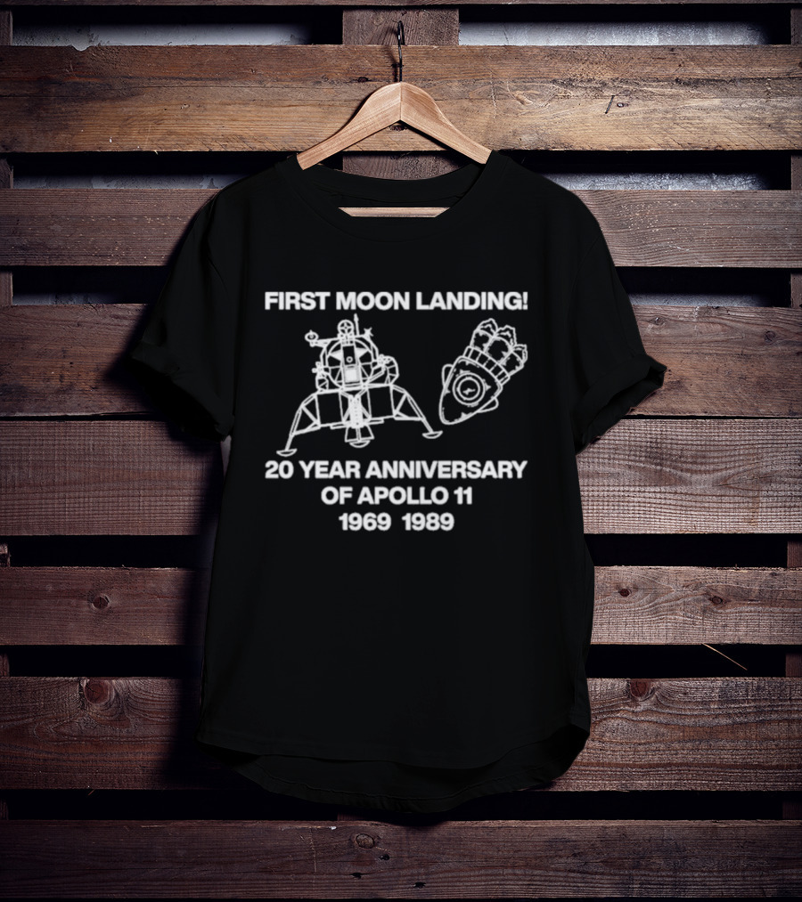 First Moon Landing 20 Year Anniversary Of Apollo 11 1969 1989 Lunar Module Design T-Shirt