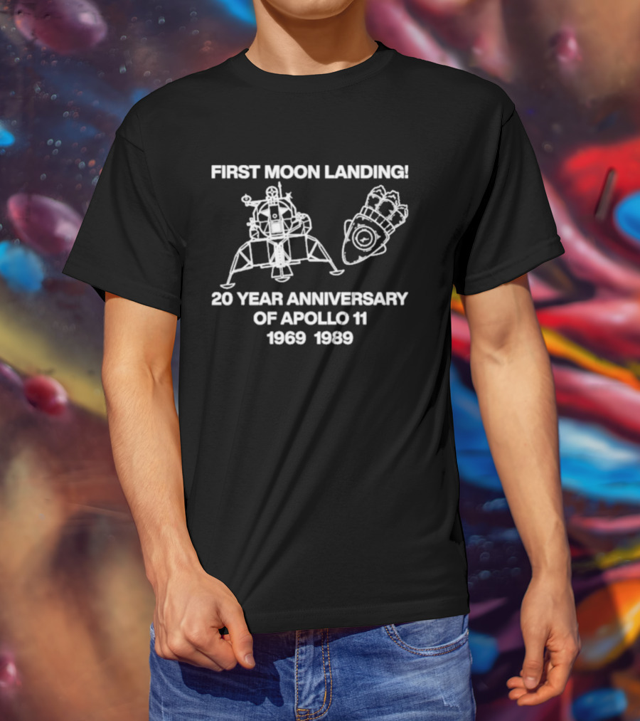 First Moon Landing 20 Year Anniversary Of Apollo 11 1969 1989 Lunar Module Design T-Shirt