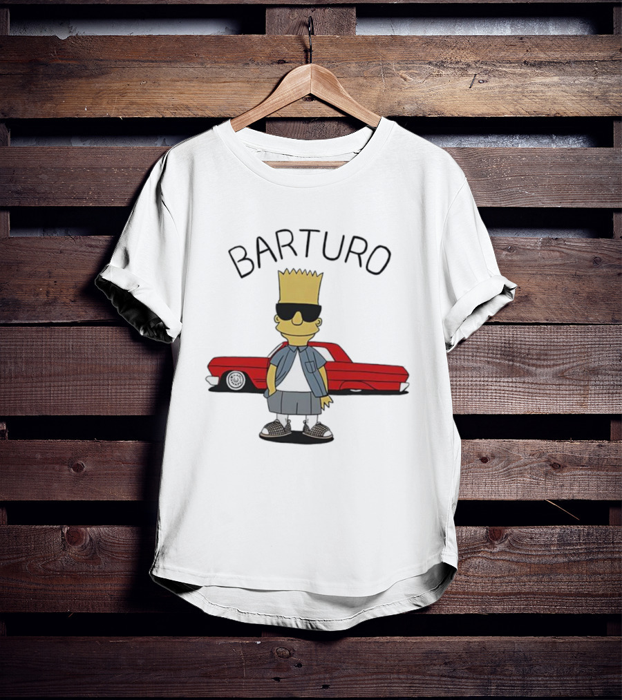BARTURO Bart Simpson Red Car Iconic Character Parody T-Shirt