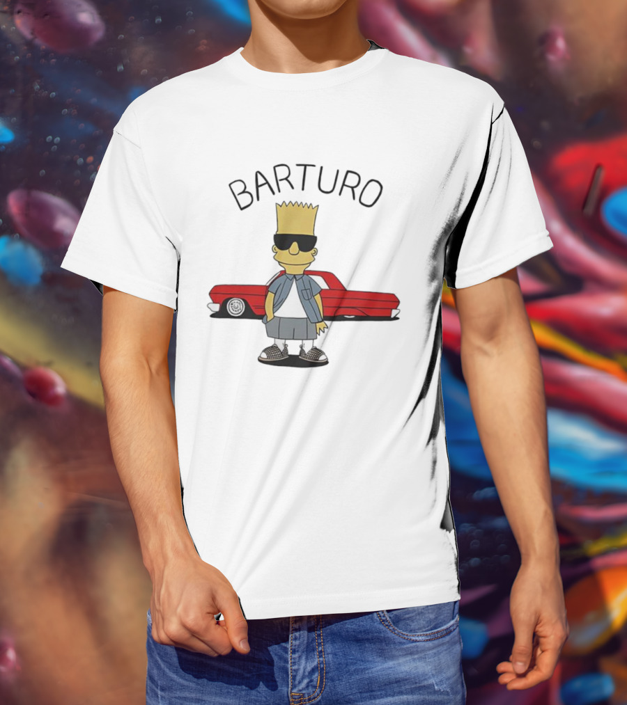 BARTURO Bart Simpson Red Car Iconic Character Parody T-Shirt